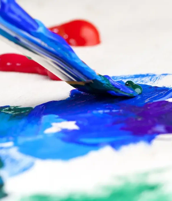 steps together blue red green therapy art brushes paints