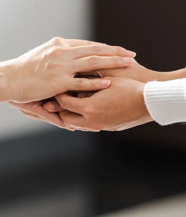 steps together hand therapy psychologist holding hands provide assistance understanding problems woman