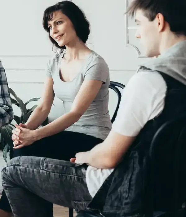 steps together therapy group meeting with counselor people trying gain life